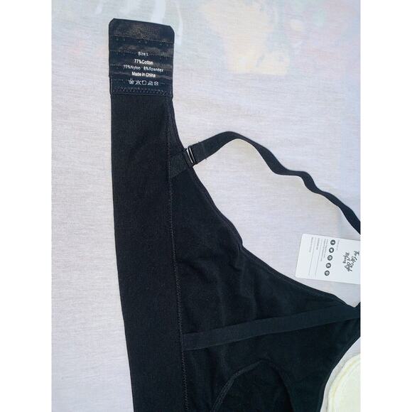 Lupantte Hands Free Pumping Black Bra Sz L With Pads Adjustable Cotton Blend NWT - Picture 2 of 12